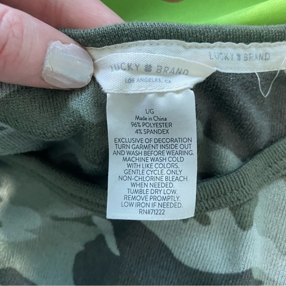 Lucky Brand Green Camo Army PJ Pajama Sets Soft Comfy Pants Tank Tee L - Picture 8 of 15